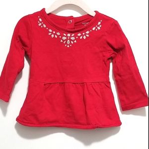 SALE 5/$20 Carters Red Peplum Long Sleeve Top, Size 12M